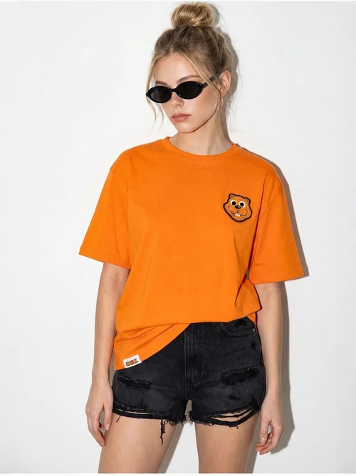 T-shirt oversize en coton avec broderie et col rond lucci - Kiabi T-shirt oversize en coton avec broderie et col rond lucci - Kiabi