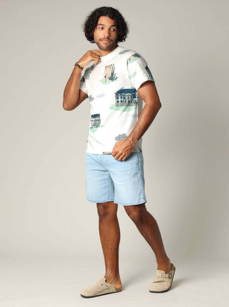 T-shirt oversize en coton avec détails graphiques 'Deeluxe' Ecru - Kiabi