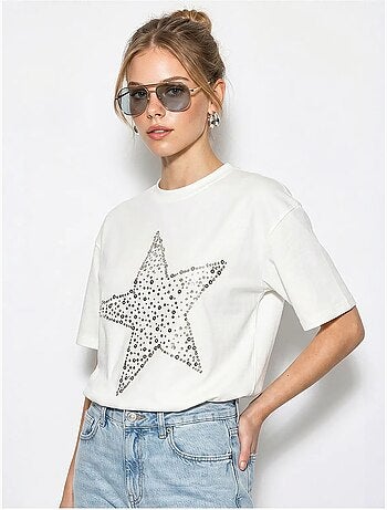 T-shirt oversize en coton avec étoile à sequins lucci