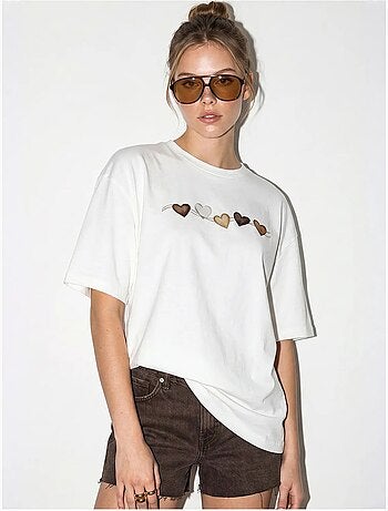 T-shirt oversize en coton avec imprimé cœur lucci