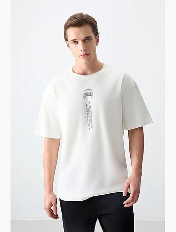T-shirt oversize en coton avec imprimé texte et col rond tommy