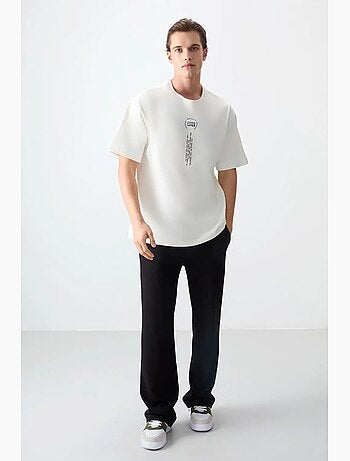 T-shirt oversize en coton avec imprimé texte et col rond tommy