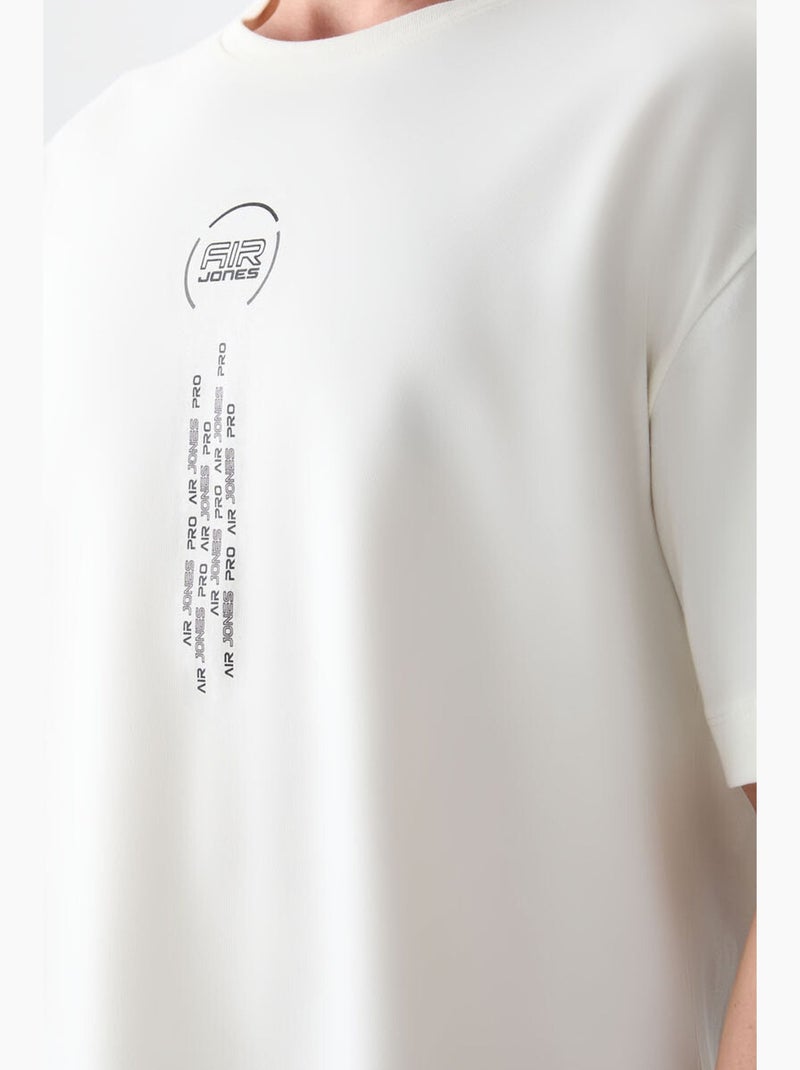 T-shirt oversize en coton avec imprimé texte et col rond tommy Blanc cassé - Kiabi