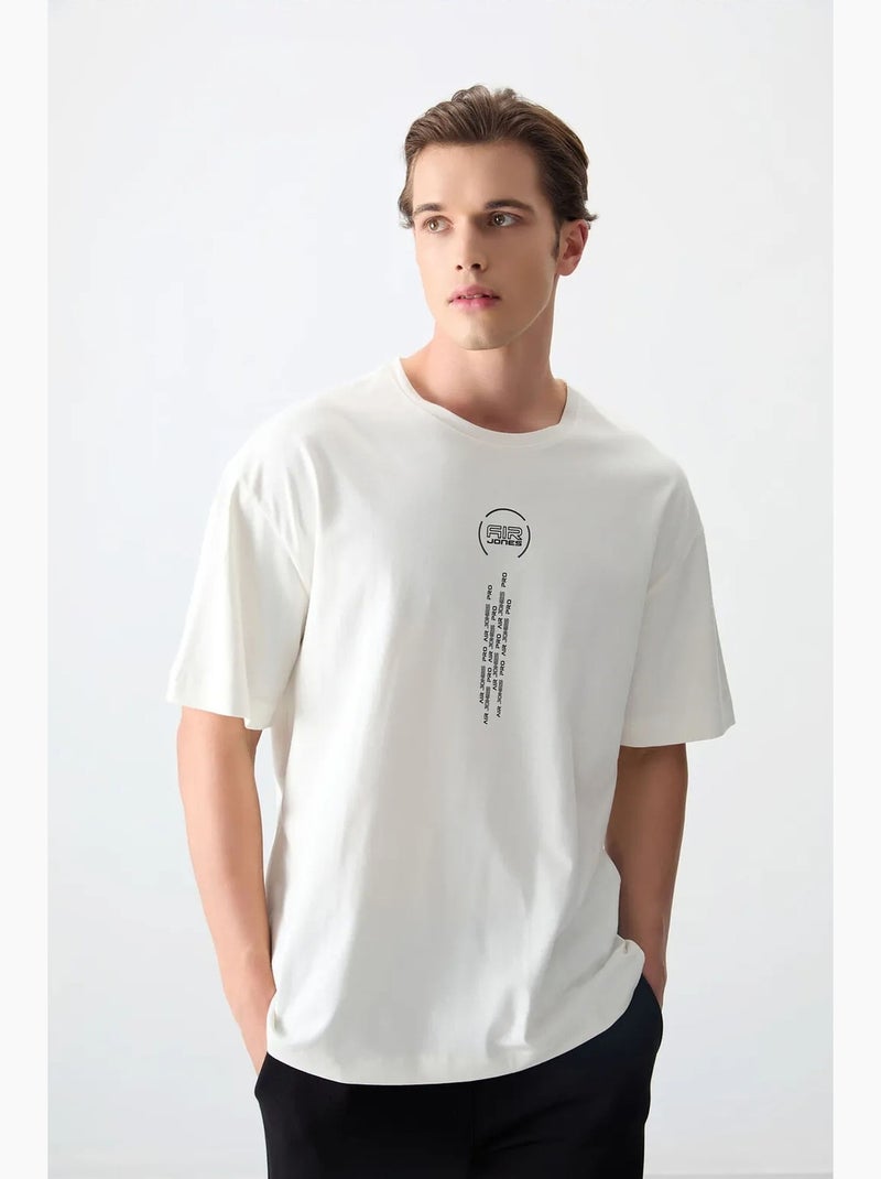 T-shirt oversize en coton avec imprimé texte et col rond tommy Blanc cassé - Kiabi