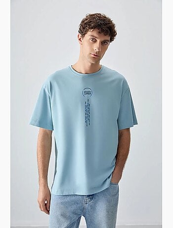 T-shirt oversize en coton avec imprimé texte et col rond tommy