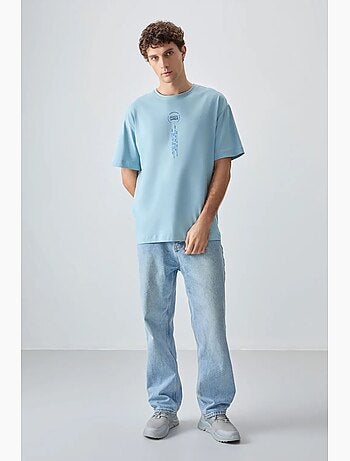 T-shirt oversize en coton avec imprimé texte et col rond tommy