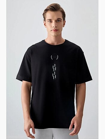 T-shirt oversize en coton avec imprimé texte et col rond tommy