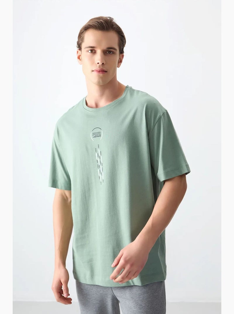 T-shirt oversize en coton avec imprimé texte et col rond tommy Vert menthe - Kiabi