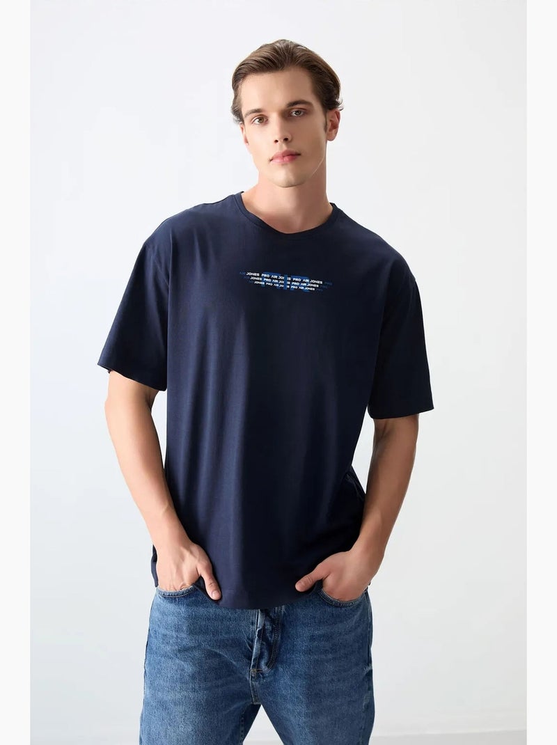 T-shirt oversize en coton avec logo et col rond tommy Bleu marine - Kiabi