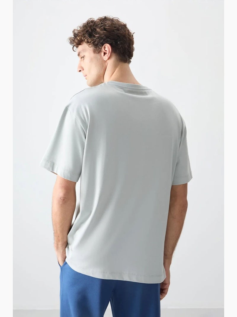 T-shirt oversize en coton avec logo et col rond tommy Gris clair - Kiabi