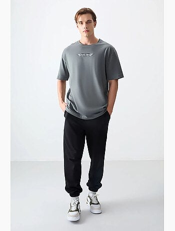 T-shirt oversize en coton avec logo et col rond tommy