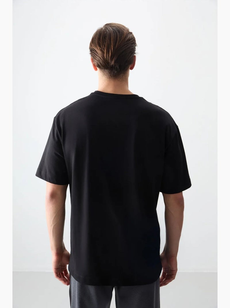 T-shirt oversize en coton avec logo et col rond tommy Noir - Kiabi