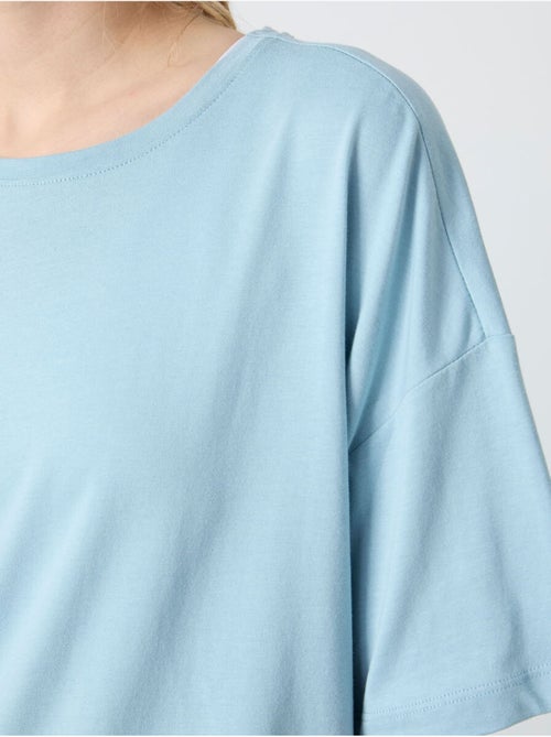 T-shirt oversize en coton et modal à col rond tommy - Kiabi T-shirt oversize en coton et modal à col rond tommy - Kiabi
