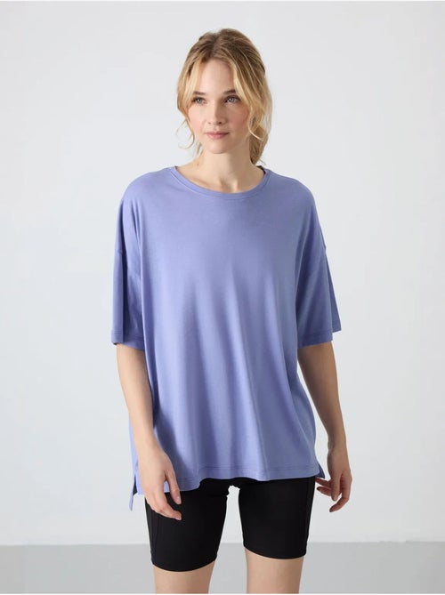 T-shirt oversize en coton et modal à col rond tommy - Kiabi T-shirt oversize en coton et modal à col rond tommy - Kiabi