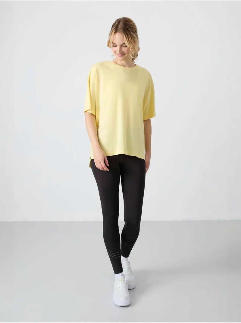 T-shirt oversize en coton et modal à col rond tommy Jaune citron - Kiabi