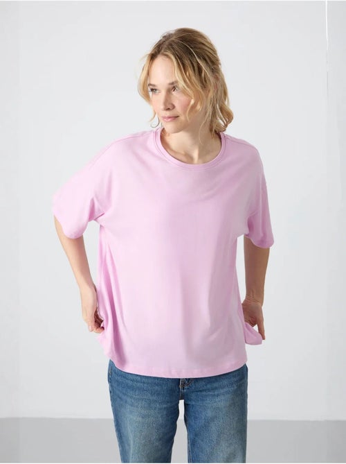 T-shirt oversize en coton et modal à col rond tommy - Kiabi T-shirt oversize en coton et modal à col rond tommy - Kiabi