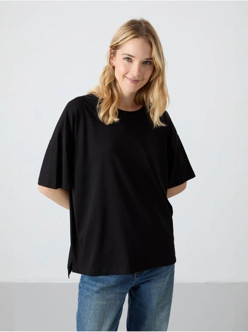 T-shirt oversize en coton et modal à col rond tommy - Kiabi T-shirt oversize en coton et modal à col rond tommy - Kiabi