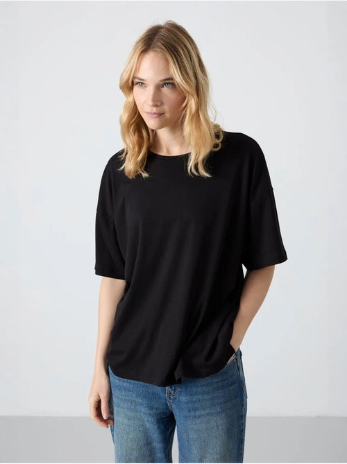 T-shirt oversize en coton et modal à col rond tommy - Kiabi T-shirt oversize en coton et modal à col rond tommy - Kiabi