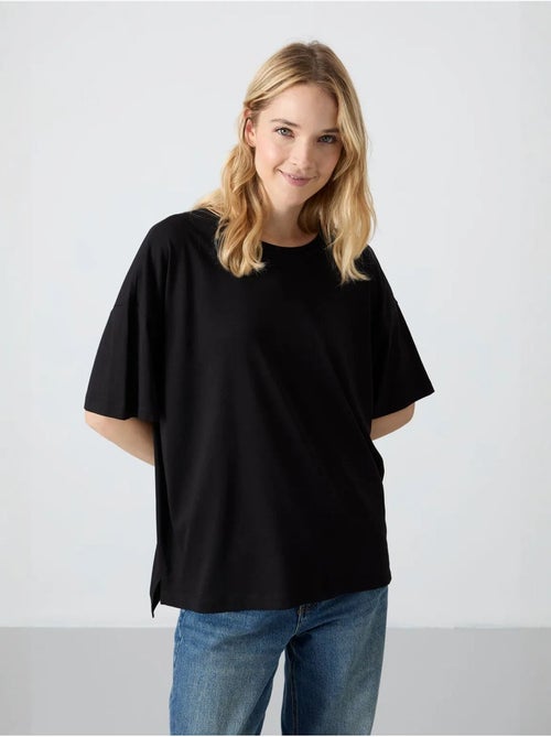 T-shirt oversize en coton et modal à col rond tommy - Kiabi T-shirt oversize en coton et modal à col rond tommy - Kiabi
