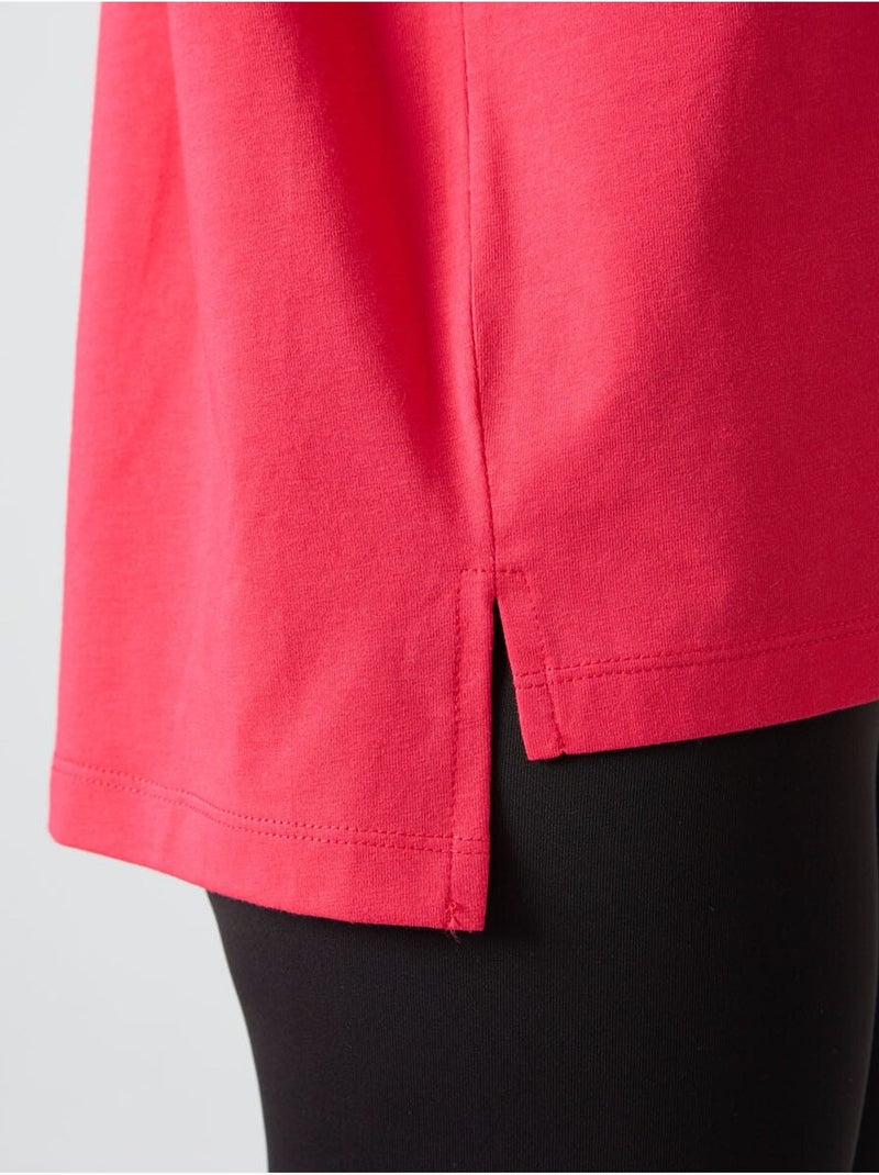 T-shirt oversize en coton et modal à col rond tommy Rose dragée - Kiabi