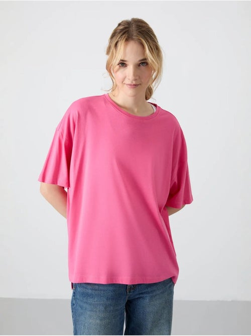 T-shirt oversize en coton et modal à col rond tommy - Kiabi T-shirt oversize en coton et modal à col rond tommy - Kiabi