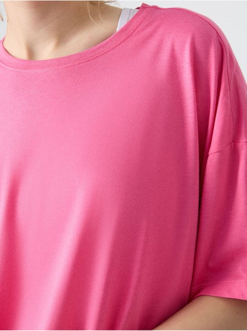 T-shirt oversize en coton et modal à col rond tommy - Kiabi T-shirt oversize en coton et modal à col rond tommy - Kiabi