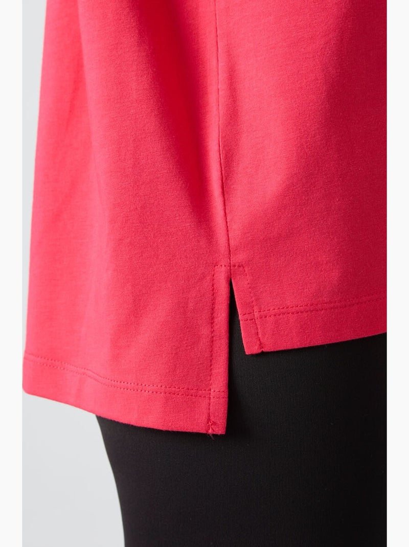 T-shirt oversize en coton et modal à col rond tommy Rose foncé - Kiabi