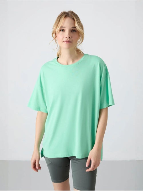 T-shirt oversize en coton et modal à col rond tommy - Kiabi T-shirt oversize en coton et modal à col rond tommy - Kiabi
