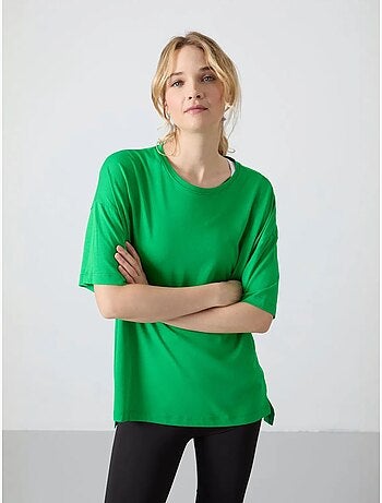 T-shirt oversize en coton et modal à col rond tommy