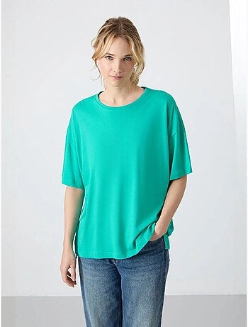 T-shirt oversize en coton et modal à col rond tommy