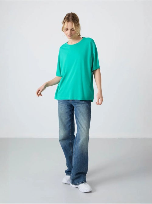 T-shirt oversize en coton et modal à col rond tommy - Kiabi T-shirt oversize en coton et modal à col rond tommy - Kiabi
