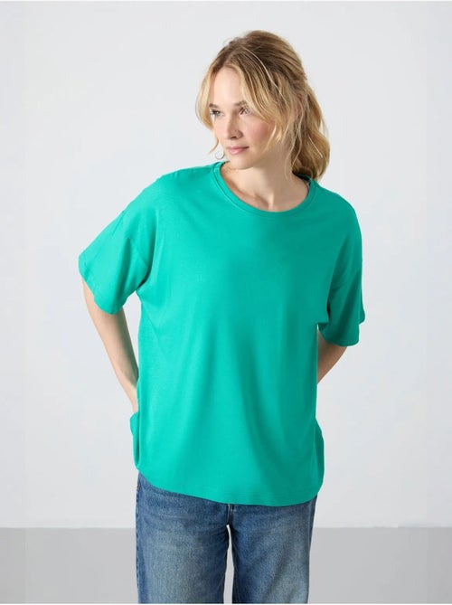 T-shirt oversize en coton et modal à col rond tommy - Kiabi T-shirt oversize en coton et modal à col rond tommy - Kiabi