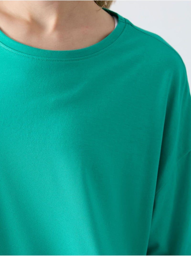 T-shirt oversize en coton et modal à col rond tommy Vert menthe - Kiabi