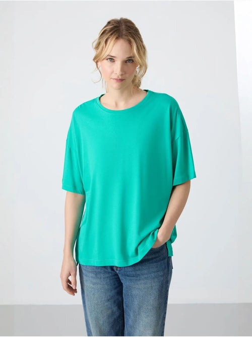 T-shirt oversize en coton et modal à col rond tommy - Kiabi T-shirt oversize en coton et modal à col rond tommy - Kiabi