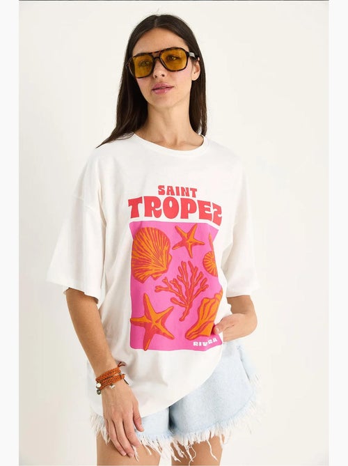 T-shirt oversize en coton imprimé coquillages lucci - Kiabi T-shirt oversize en coton imprimé coquillages lucci - Kiabi