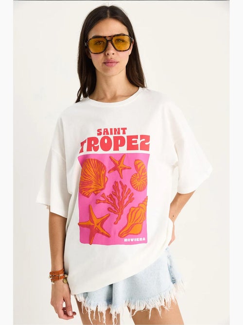 T-shirt oversize en coton imprimé coquillages lucci - Kiabi T-shirt oversize en coton imprimé coquillages lucci - Kiabi