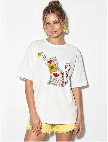 T-shirt oversize en coton imprimé lucci