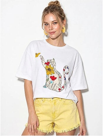 T-shirt oversize en coton imprimé lucci
