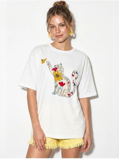 T-shirt oversize en coton imprimé lucci - Kiabi T-shirt oversize en coton imprimé lucci - Kiabi