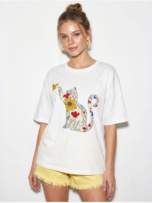 T-shirt oversize en coton imprimé lucci - Kiabi T-shirt oversize en coton imprimé lucci - Kiabi