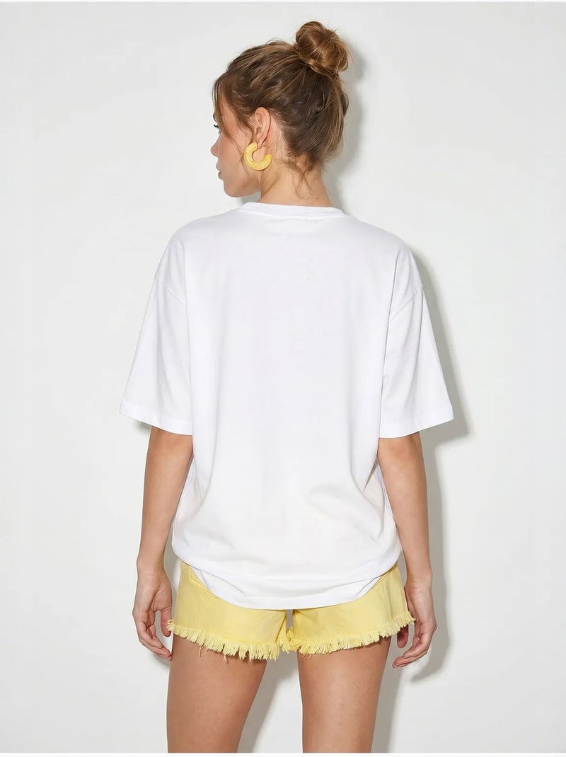 T-shirt oversize en coton imprimé lucci Blanc - Kiabi