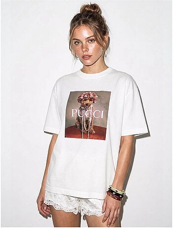 T-shirt oversize en coton imprimé lucci