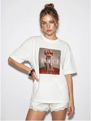 T-shirt oversize en coton imprimé lucci