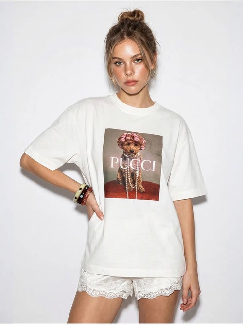 T-shirt oversize en coton imprimé lucci - Kiabi T-shirt oversize en coton imprimé lucci - Kiabi