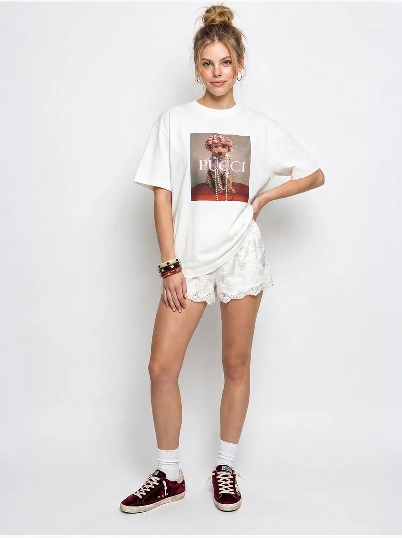T-shirt oversize en coton imprimé lucci Blanc - Kiabi