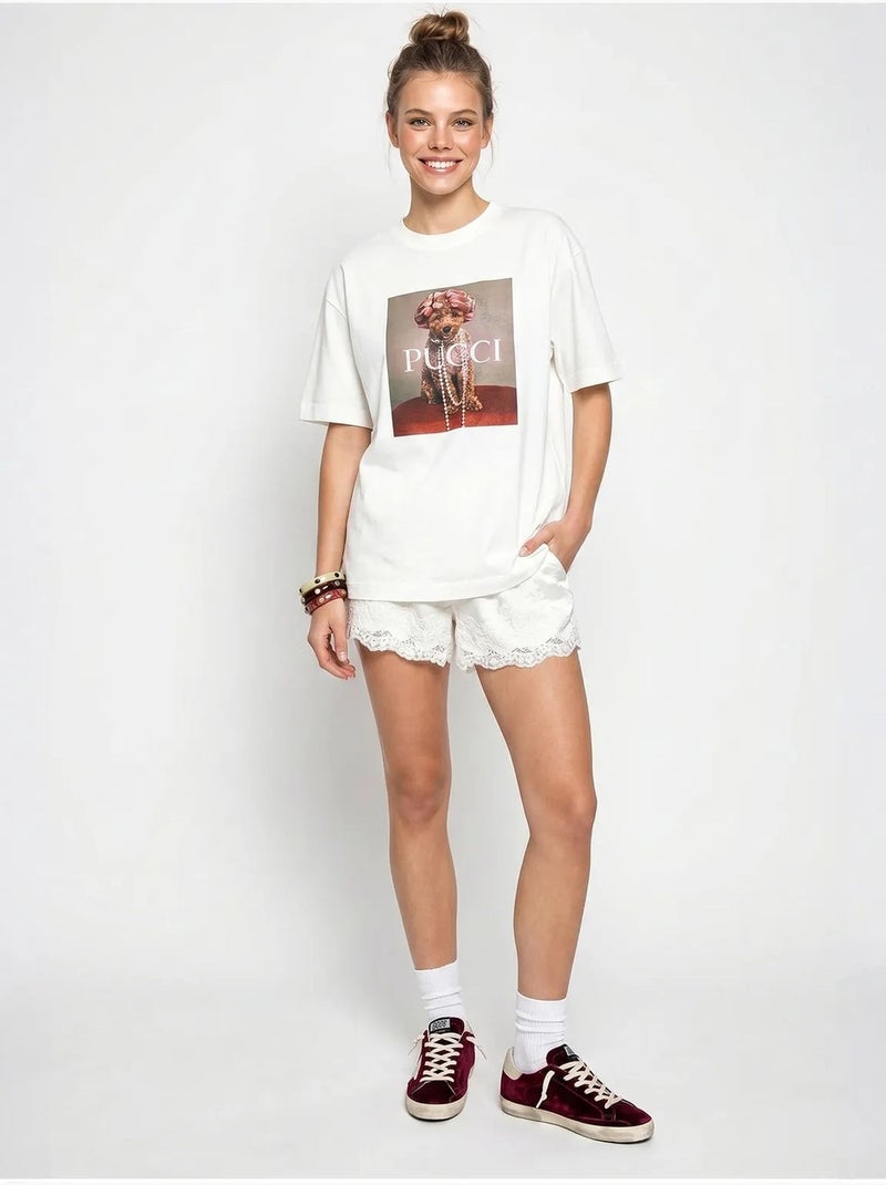 T-shirt oversize en coton imprimé lucci Blanc - Kiabi