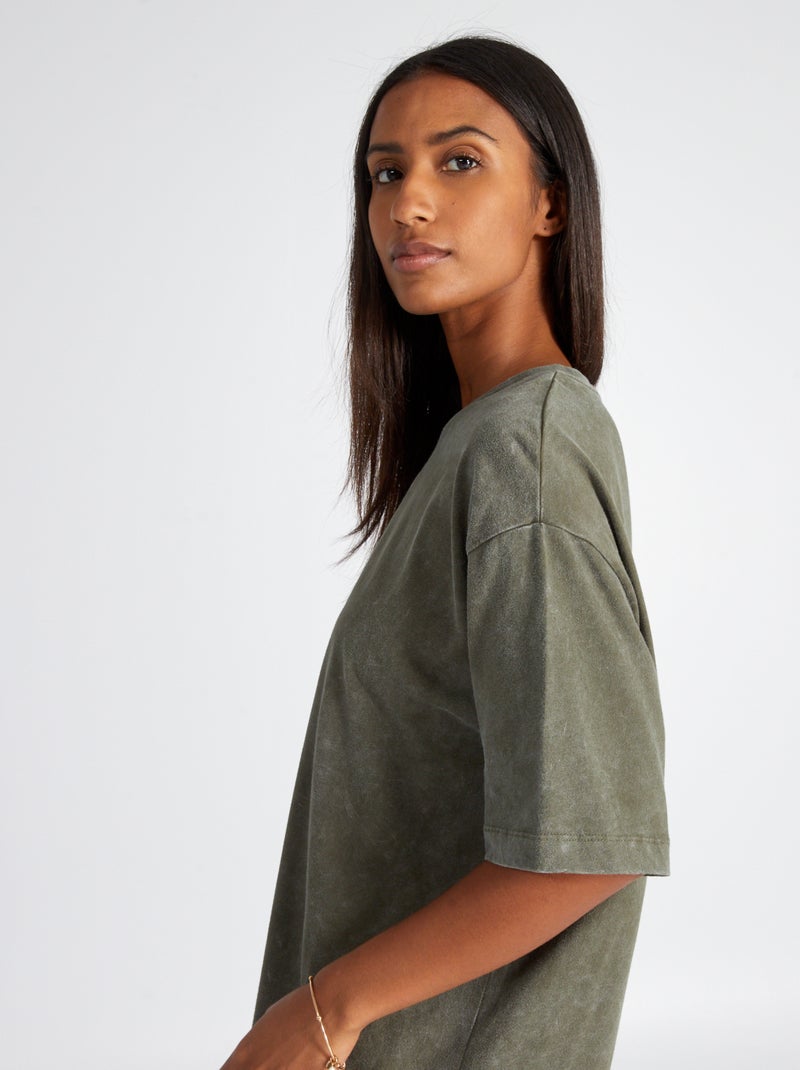 T-shirt oversize en coton Kaki - Kiabi