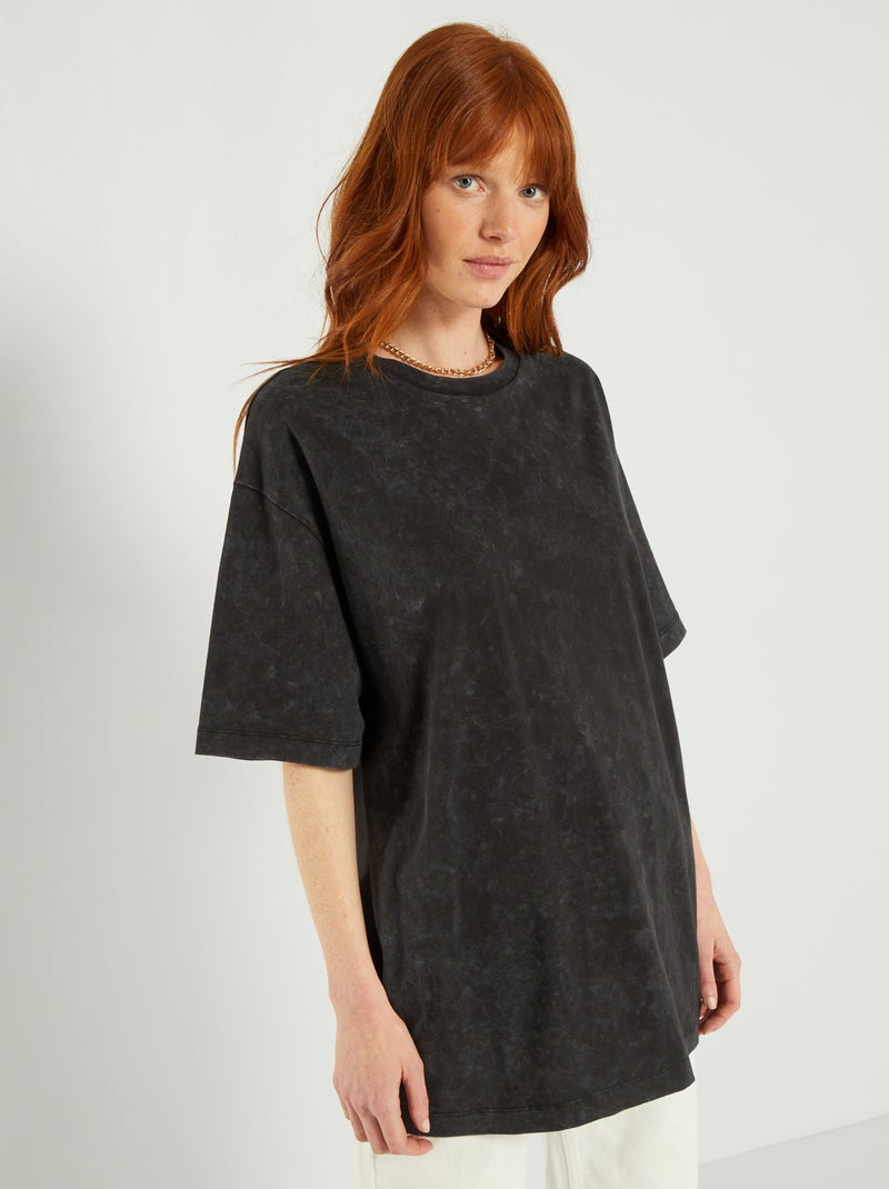T-shirt oversize en coton noir - Kiabi