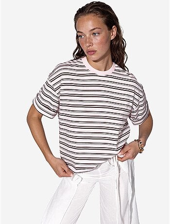T-shirt oversize en coton rayé à col rond busem