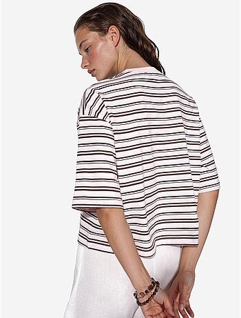 T-shirt oversize en coton rayé à col rond busem